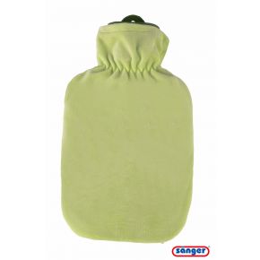 2,0 Liter Wärmflasche mit klassischem Flauschbezug, pastell grün