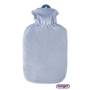 2,0 Liter Wärmflasche mit klassischem Flauschbezug, pastell blau