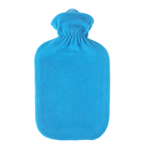 2,0 Liter Wärmflasche mit Fleecebezug "Kunterbunt", Azurblau